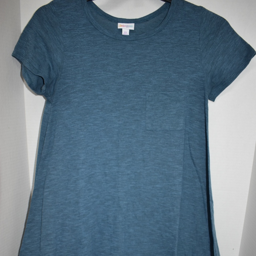 Lularoe XS High Low Carly Dress Blue Microstripe